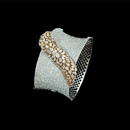 Big Asymmetrical 18K Gold Cuff Bracelet