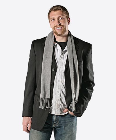 Wool blending coat with scarf for men